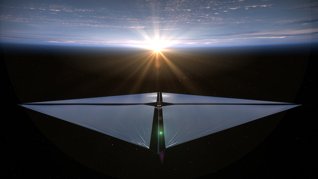 Bir sanatçının yörüngedeki Güneş Yelkeni görevi konsepti. 